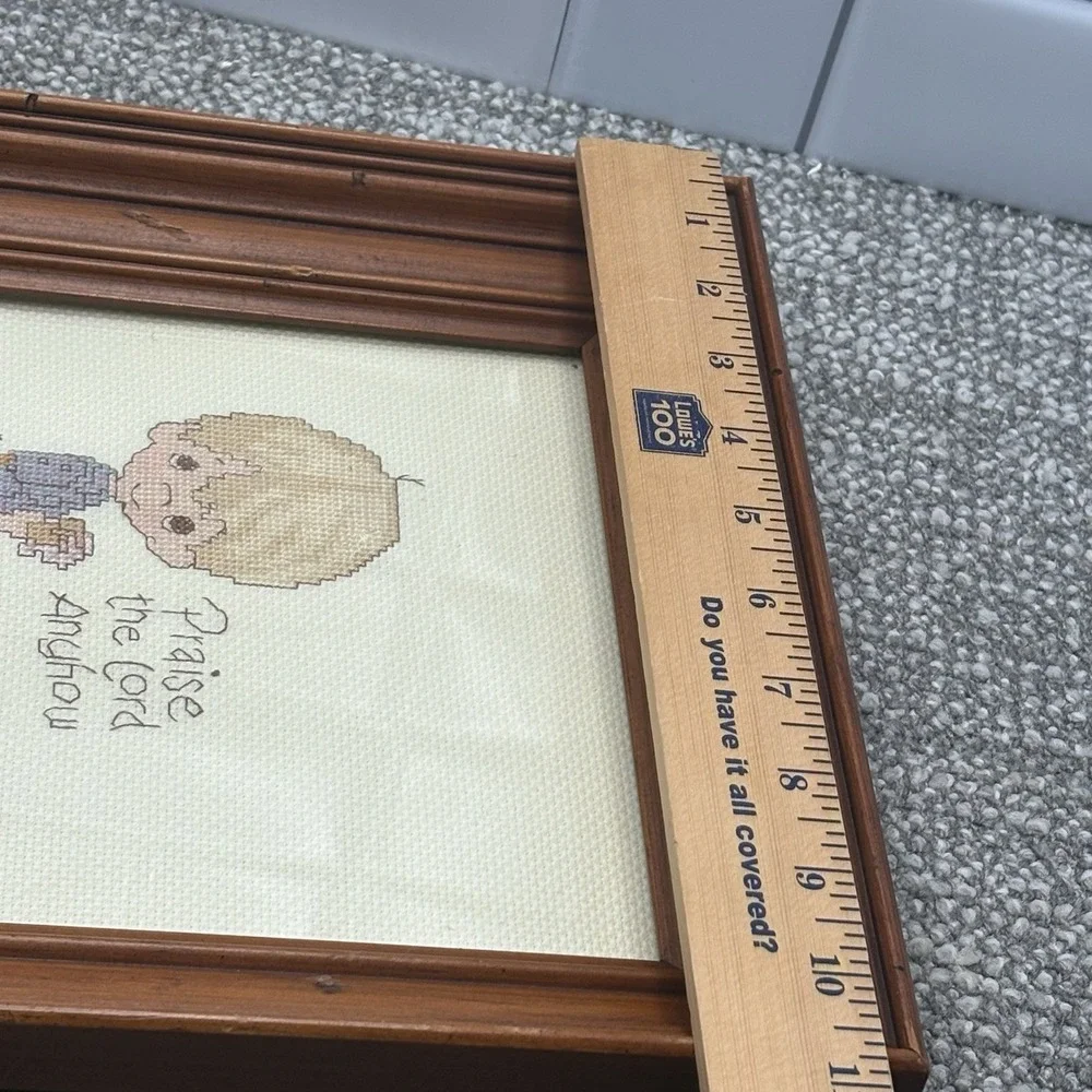 Precious Moments Cross‎ Stitch Framed VTG Christian Pictures W Sayings 1982 Hand